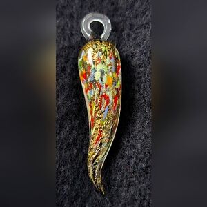 Horn Style Glass Pendant 🌈 Multi-Color🌈  2 Inches Long